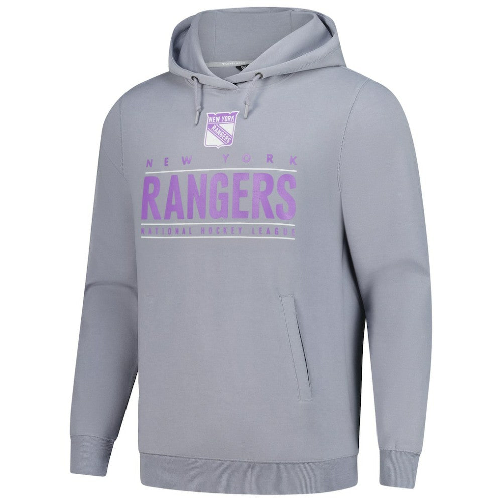 New York Rangers Levelwear Hockey Fights Cancer Pulsar Off Season Tri-Blend Pullover Hoodie Gray