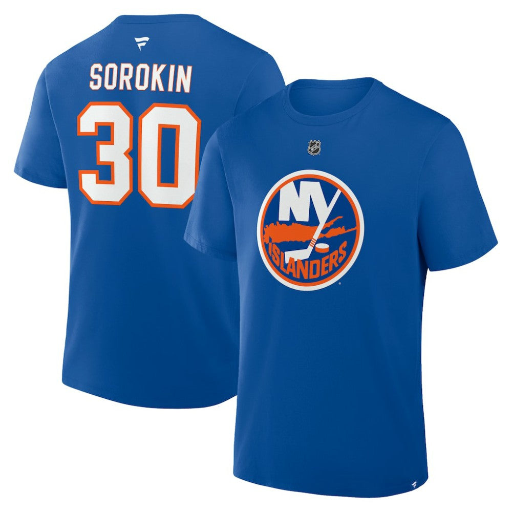Ilya Sorokin New York Islanders - Fanatics Authentic Stack Name & Number T-Shirt Royal