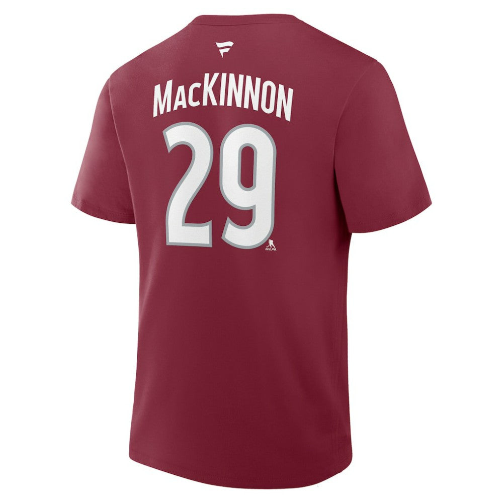 Nathan MacKinnon Colorado Avalanche - Fanatics Authentic Stack Name & Number T-Shirt Burgundy