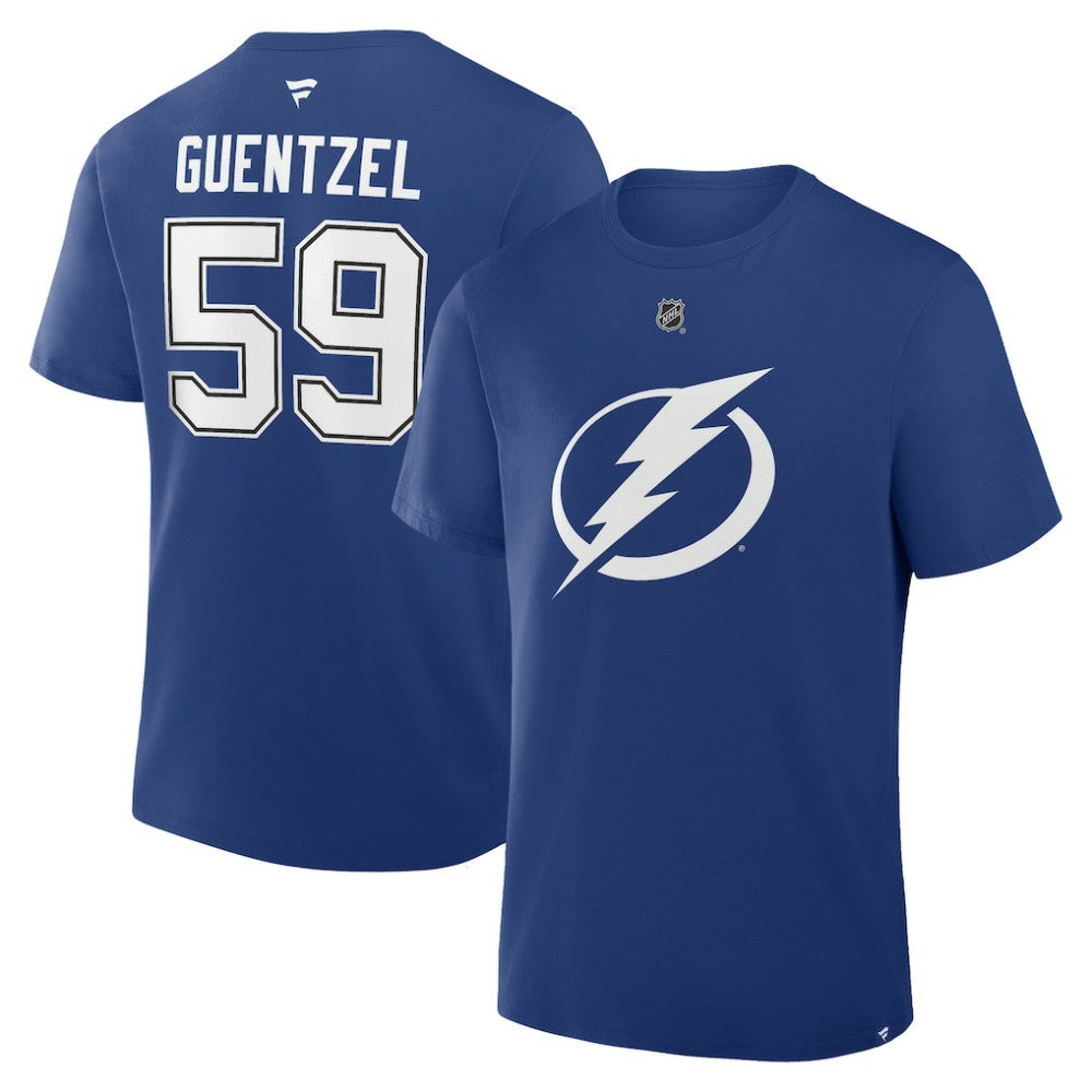 Jake Guentzel Tampa Bay Lightning - Fanatics Authentic Stack Name & Number T-Shirt Blue