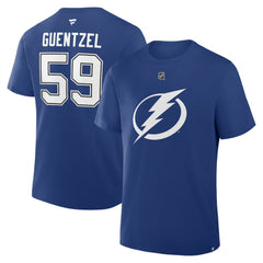 Jake Guentzel Tampa Bay Lightning - Fanatics Authentic Stack Name & Number T-Shirt Blue