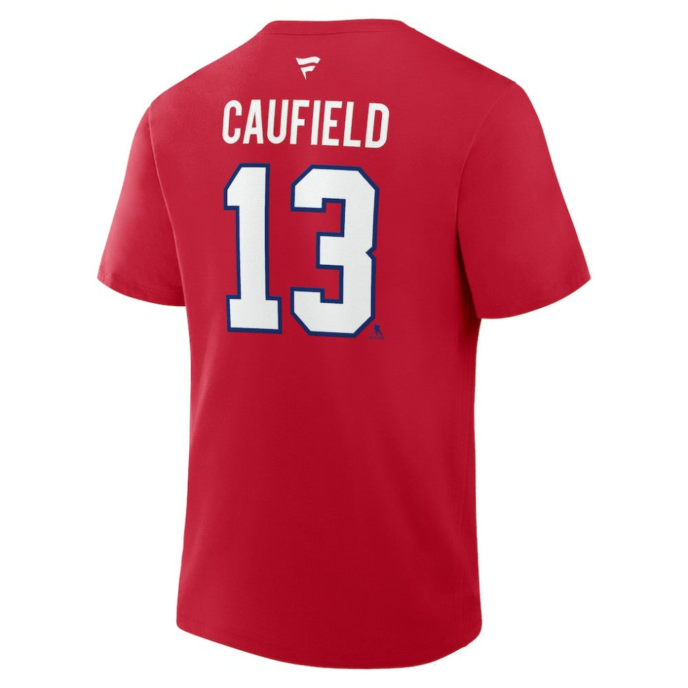 Cole Caufield Montreal Canadiens - Fanatics Authentic Stack Name & Number T-Shirt Red