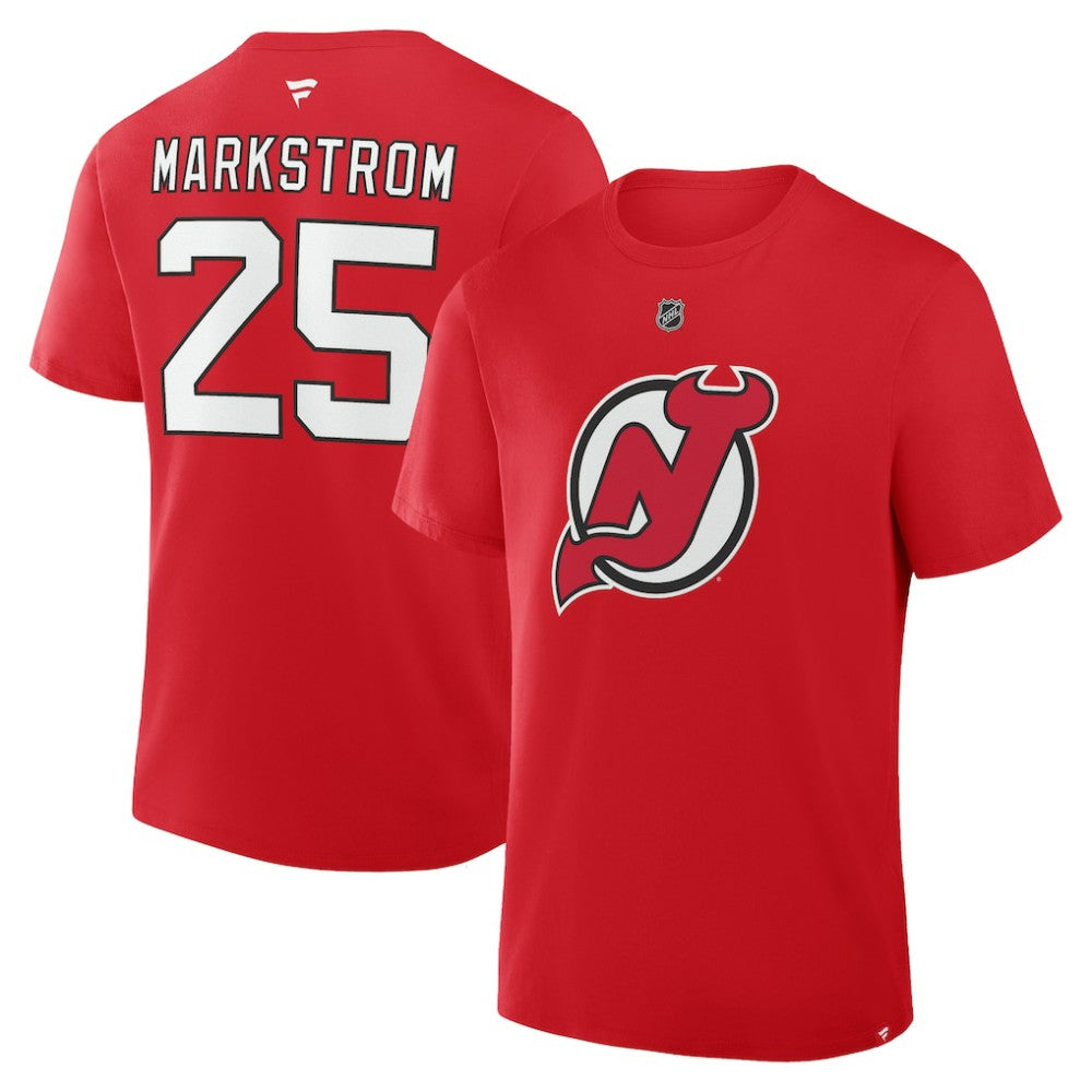 Jacob Markstrom New Jersey Devils - Fanatics Authentic Stack Name & Number T-Shirt Red