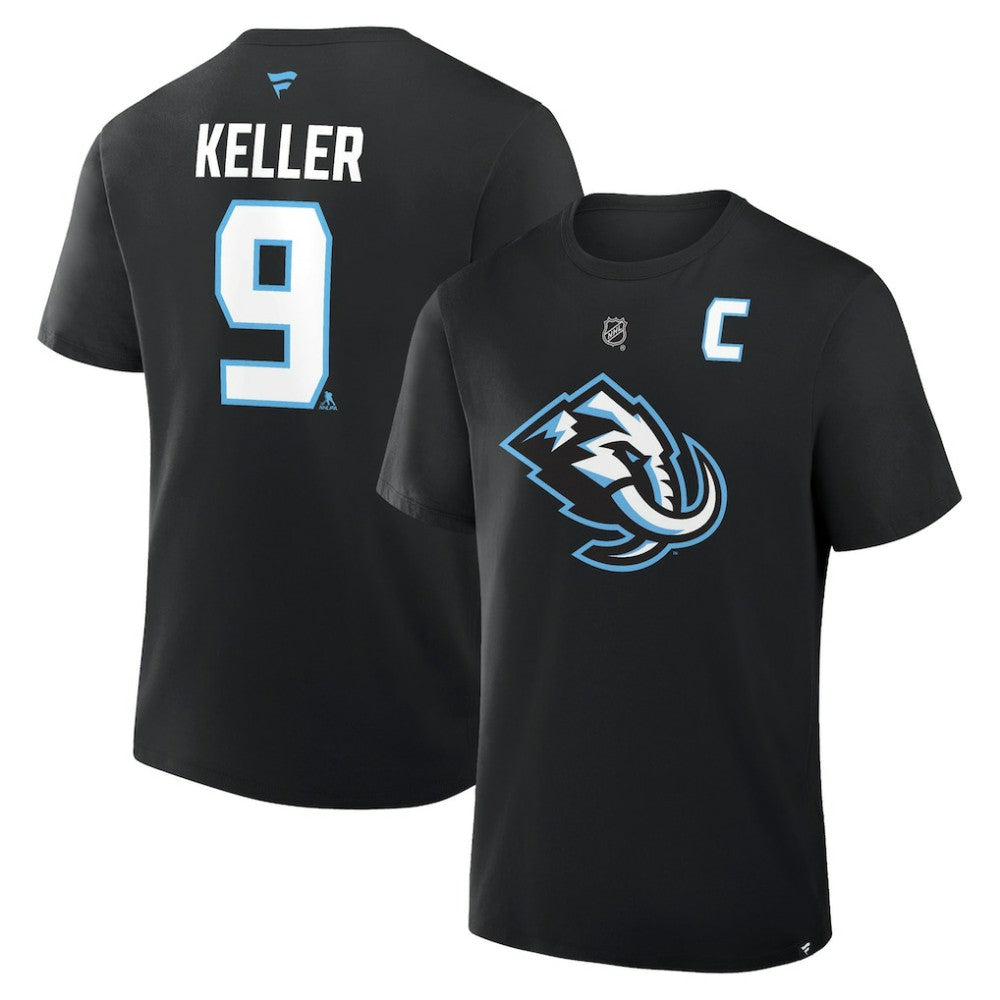 Clayton Keller Utah Mammoth - Fanatics Authentic Stack Name & Number T-Shirt Black