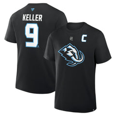 Clayton Keller Utah Mammoth - Fanatics Authentic Stack Name & Number T-Shirt Black
