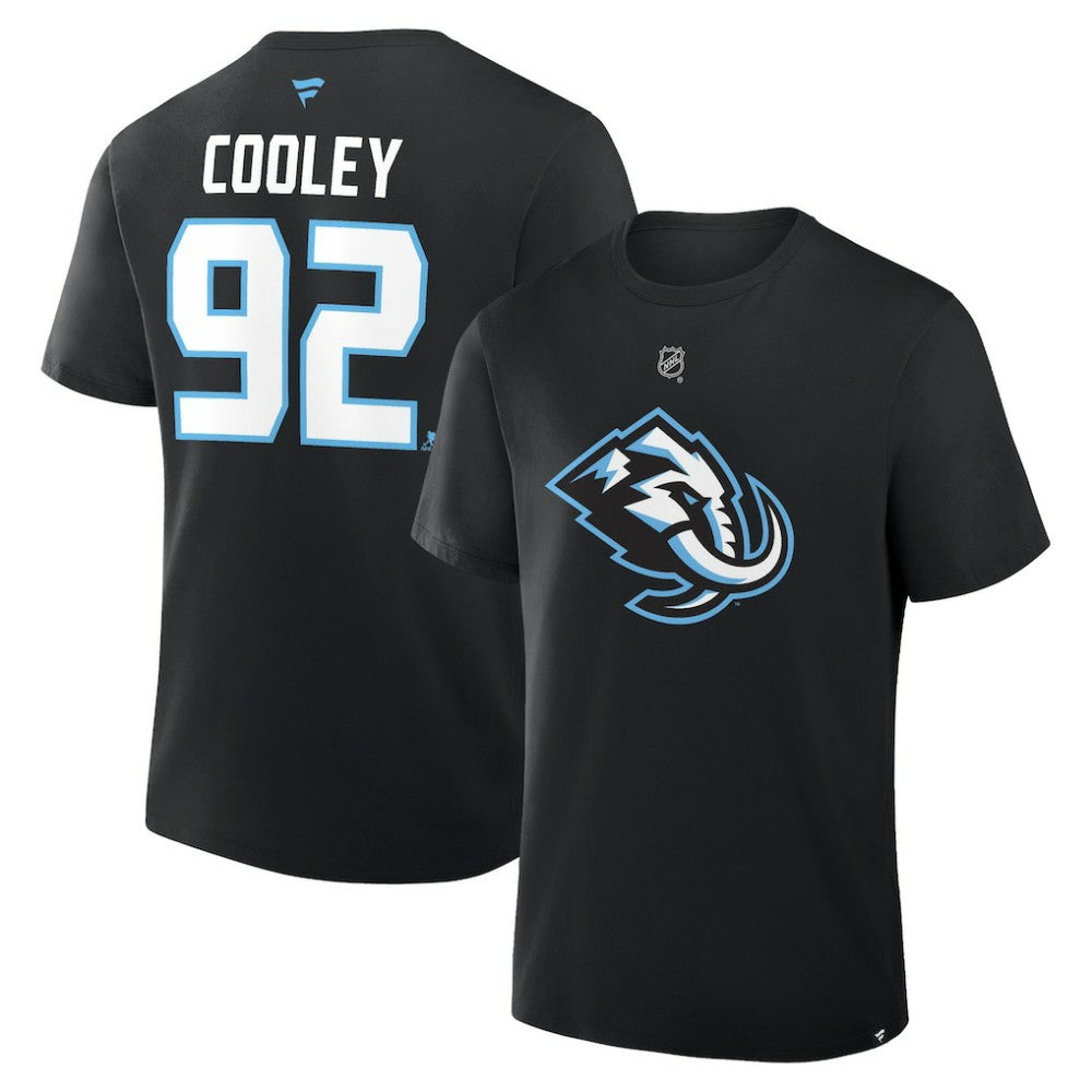Logan Cooley Utah Mammoth - Fanatics Authentic Stack Name & Number T-Shirt Black
