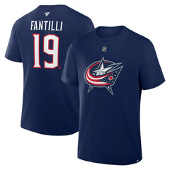 Adam Fantilli Columbus Blue Jackets - Fanatics Authentic Stack Name & Number T-Shirt Navy