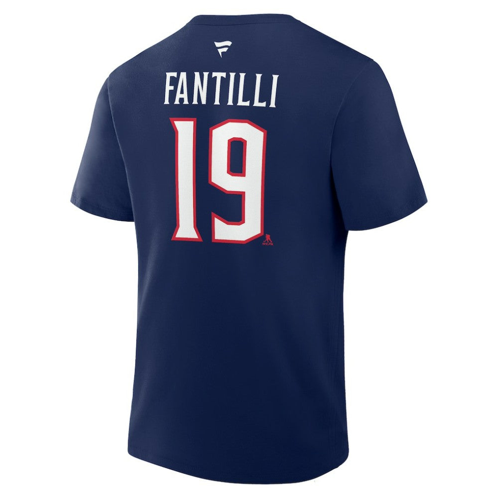 Adam Fantilli Columbus Blue Jackets - Fanatics Authentic Stack Name & Number T-Shirt Navy