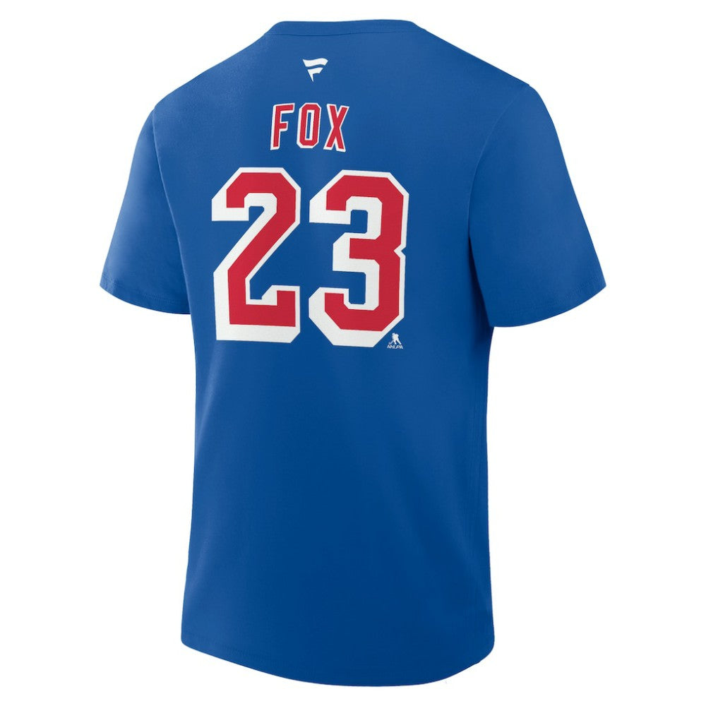 Adam Fox New York Rangers Fanatics Authentic Stack Name & Number T-Shirt Blue