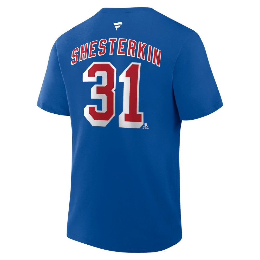 Igor Shesterkin New York Rangers Fanatics Authentic Stack Name & Number T-Shirt Blue