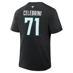 Macklin Celebrini San Jose Sharks - Fanatics Authentic Stack Name & Number T-Shirt Black