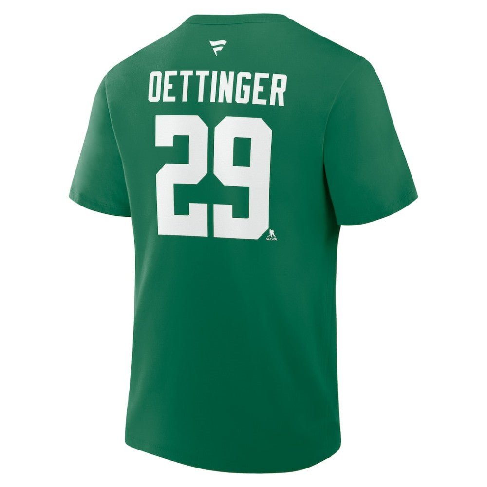 Jake Oettinger Dallas Stars - Fanatics Authentic Stack Name & Number T-Shirt Kelly Green