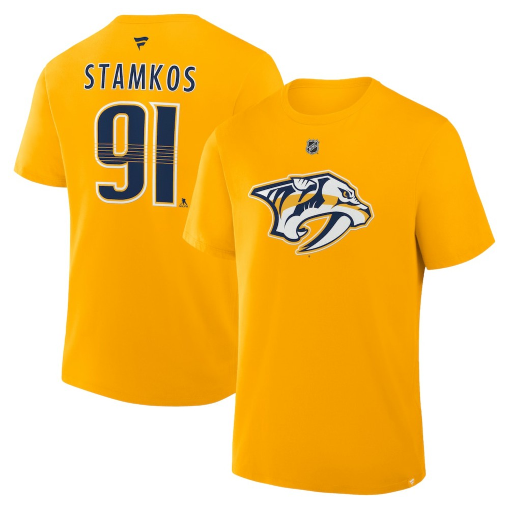 Steven Stamkos Nashville Predators - Fanatics Authentic Stack Name & Number T-Shirt Gold