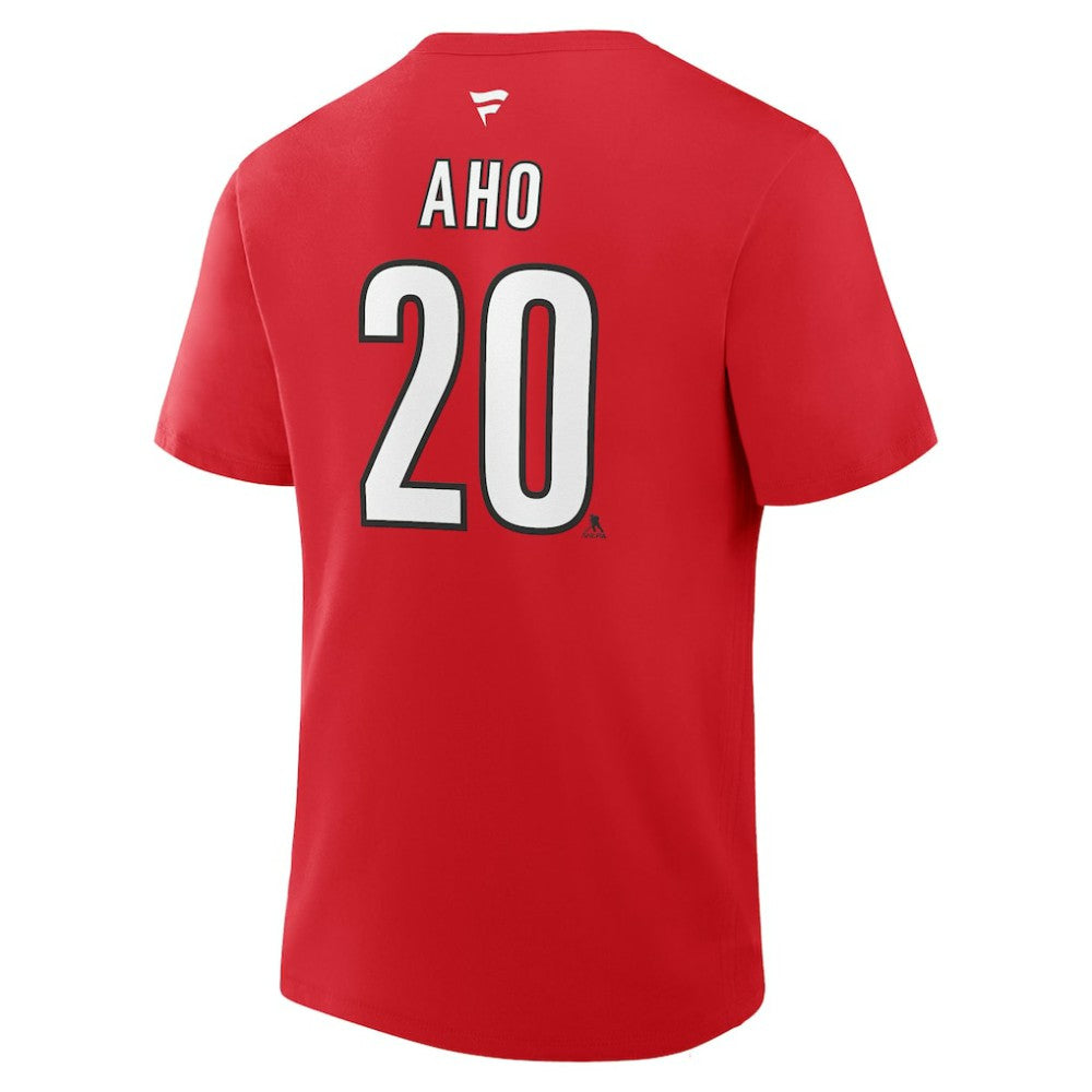 Sebastian Aho Carolina Hurricanes - Fanatics Authentic Stack Name & Number T-Shirt Red