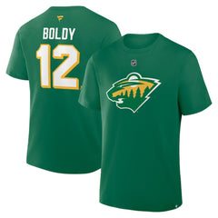 Matthew Boldy Minnesota Wild - Fanatics Authentic Stack Name & Number T-Shirt Kelly Green