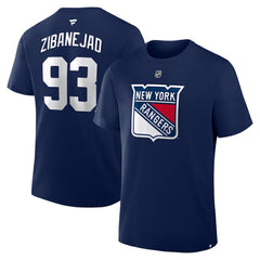 Mika Zibanejad New York Rangers Fanatics Authentic Stack Name & Number T-Shirt Navy