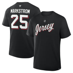 Jacob Markstrom New Jersey Devils - Fanatics Authentic Stack Name & Number T-Shirt Black