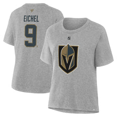 Jack Eichel Vegas Golden Knights Fanatics Women's Authentic Stack Name & Number T-Shirt Heather Gray