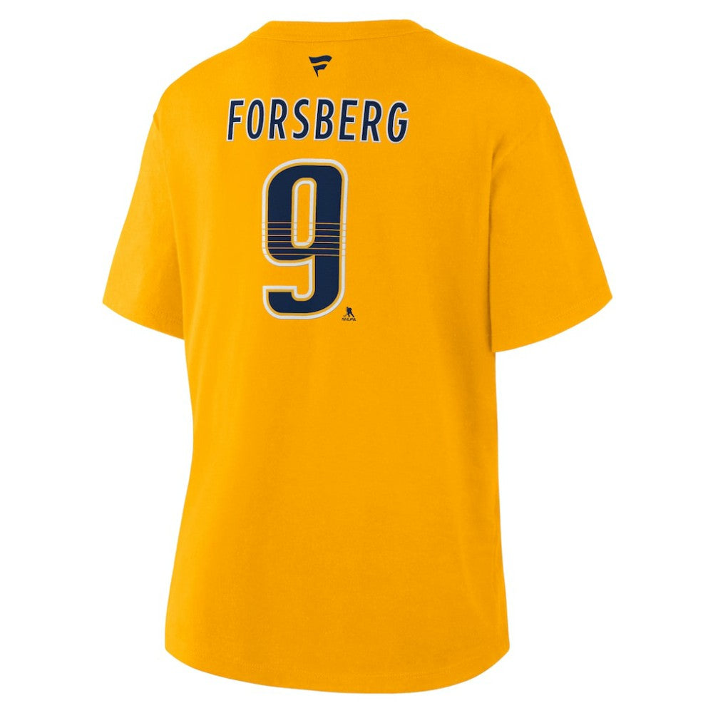 Filip Forsberg Nashville Predators - Fanatics Women's Authentic Stack Name & Number T-Shirt Gold