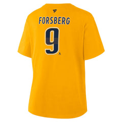 Filip Forsberg Nashville Predators - Fanatics Women's Authentic Stack Name & Number T-Shirt Gold