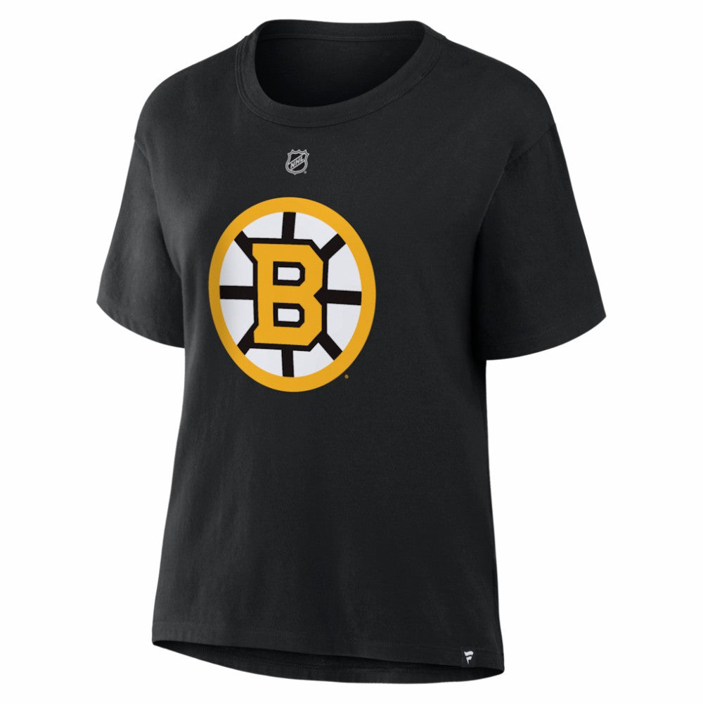 Charlie McAvoy Boston Bruins Fanatics Women's Authentic Stack Name & Number T-Shirt Black