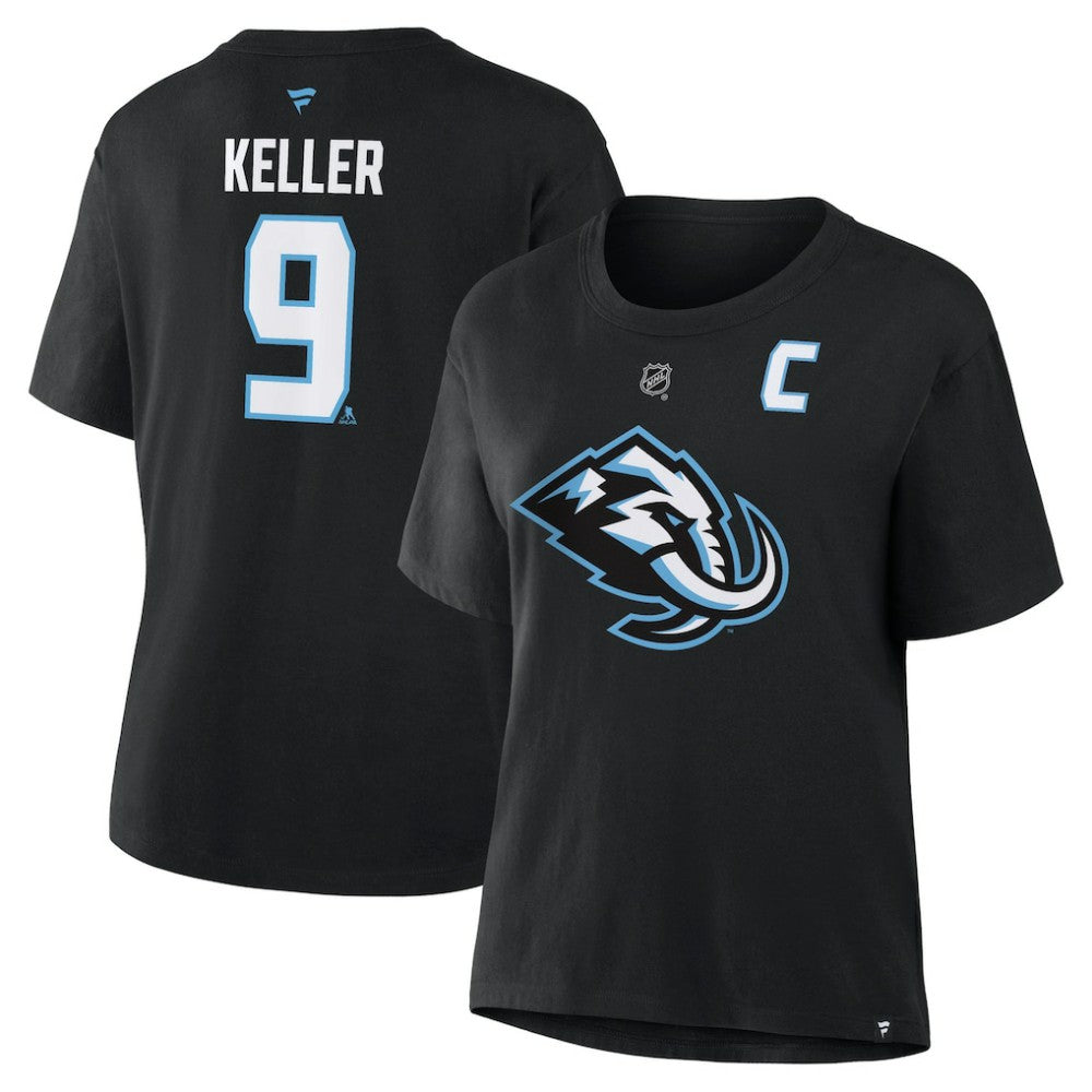 Clayton Keller Utah Mammoth - Fanatics Women's Authentic Stack Name & Number T-Shirt Black
