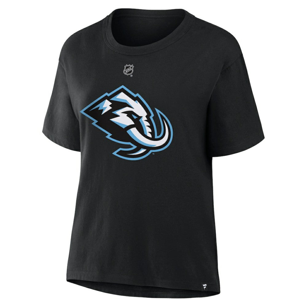 Logan Cooley Utah Mammoth - Fanatics Women's Authentic Stack Name & Number T-Shirt Black