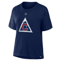 Nathan MacKinnon Colorado Avalanche - Fanatics Women's Authentic Stack Name & Number T-Shirt Navy