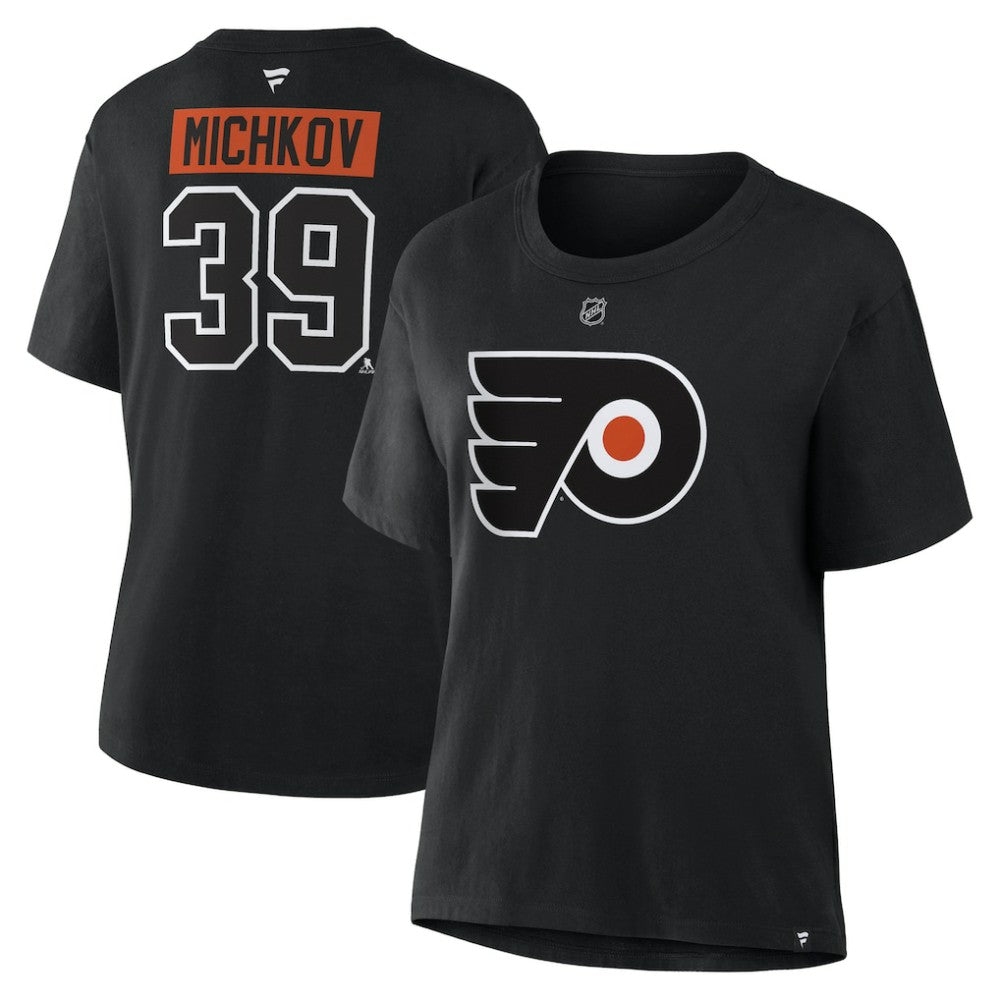 Matvei Michkov Philadelphia Flyers - Fanatics Women's Authentic Stack Name & Number T-Shirt Black