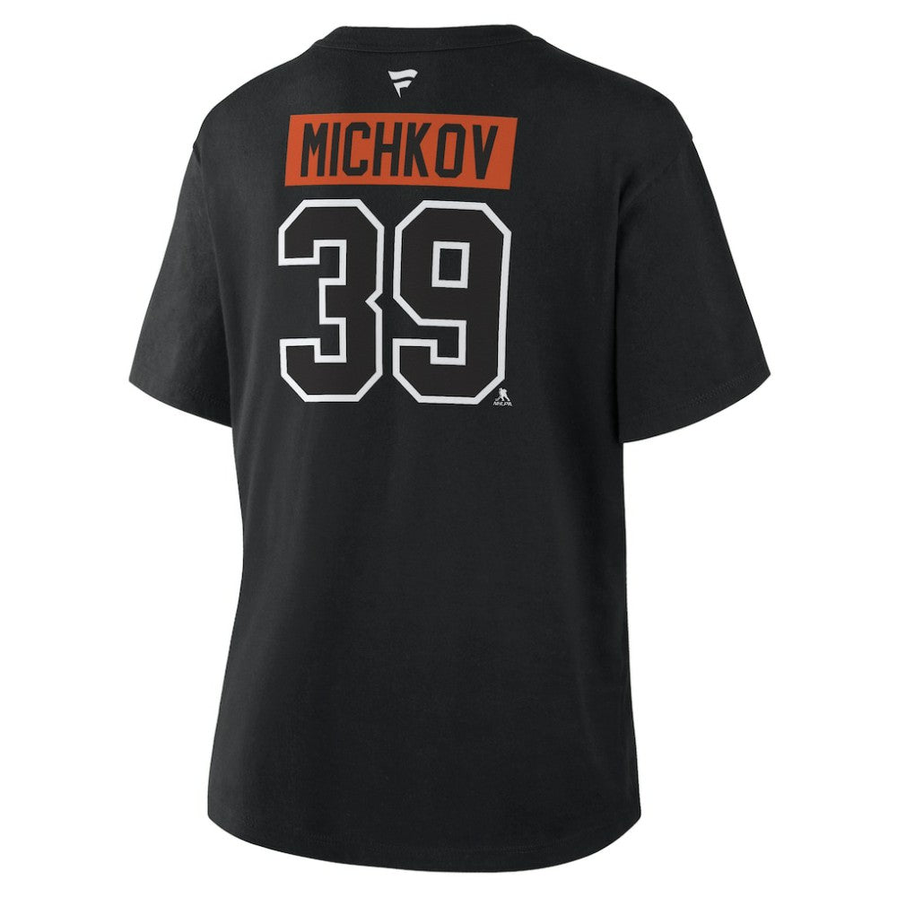 Matvei Michkov Philadelphia Flyers - Fanatics Women's Authentic Stack Name & Number T-Shirt Black