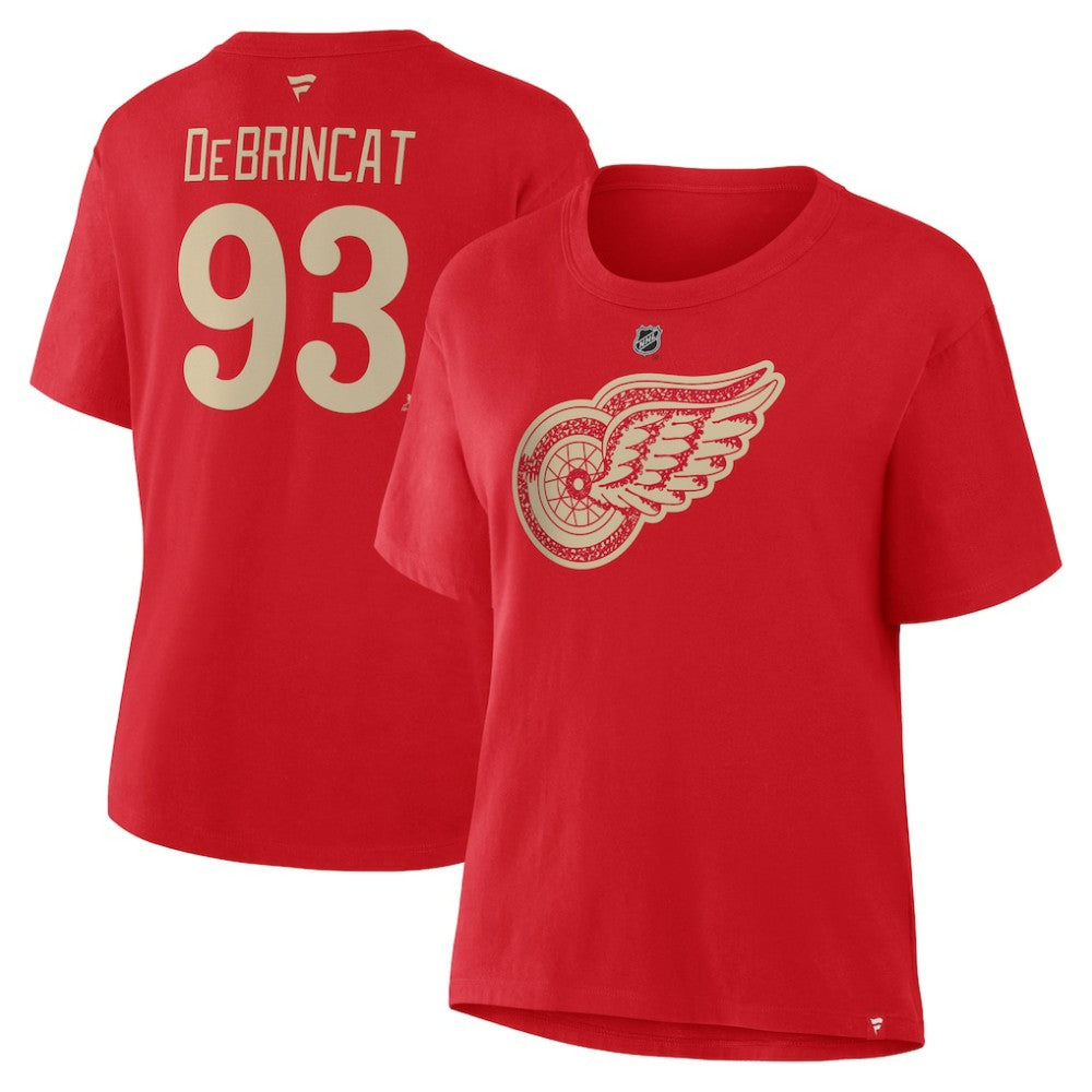 Alex DeBrincat Detroit Red Wings - Fanatics Women's Authentic Stack Name & Number T-Shirt Red