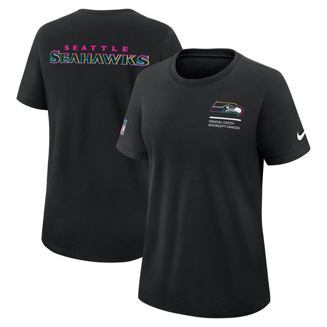 Seattle Seahawks Women's 2025 NFL Crucial Catch Tri-Blend Dri-FIT T-Shirt Black - Nike