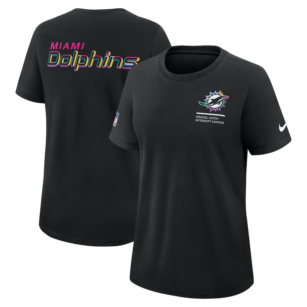 Miami Dolphins Women's 2025 NFL Crucial Catch Tri-Blend Dri-FIT T-Shirt Black - Nike