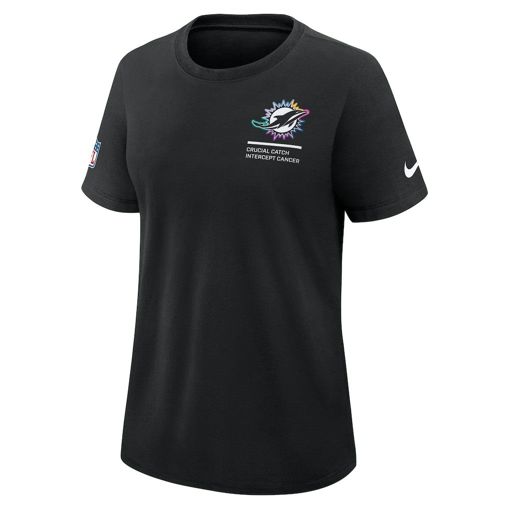 Miami Dolphins Women's 2025 NFL Crucial Catch Tri-Blend Dri-FIT T-Shirt Black - Nike