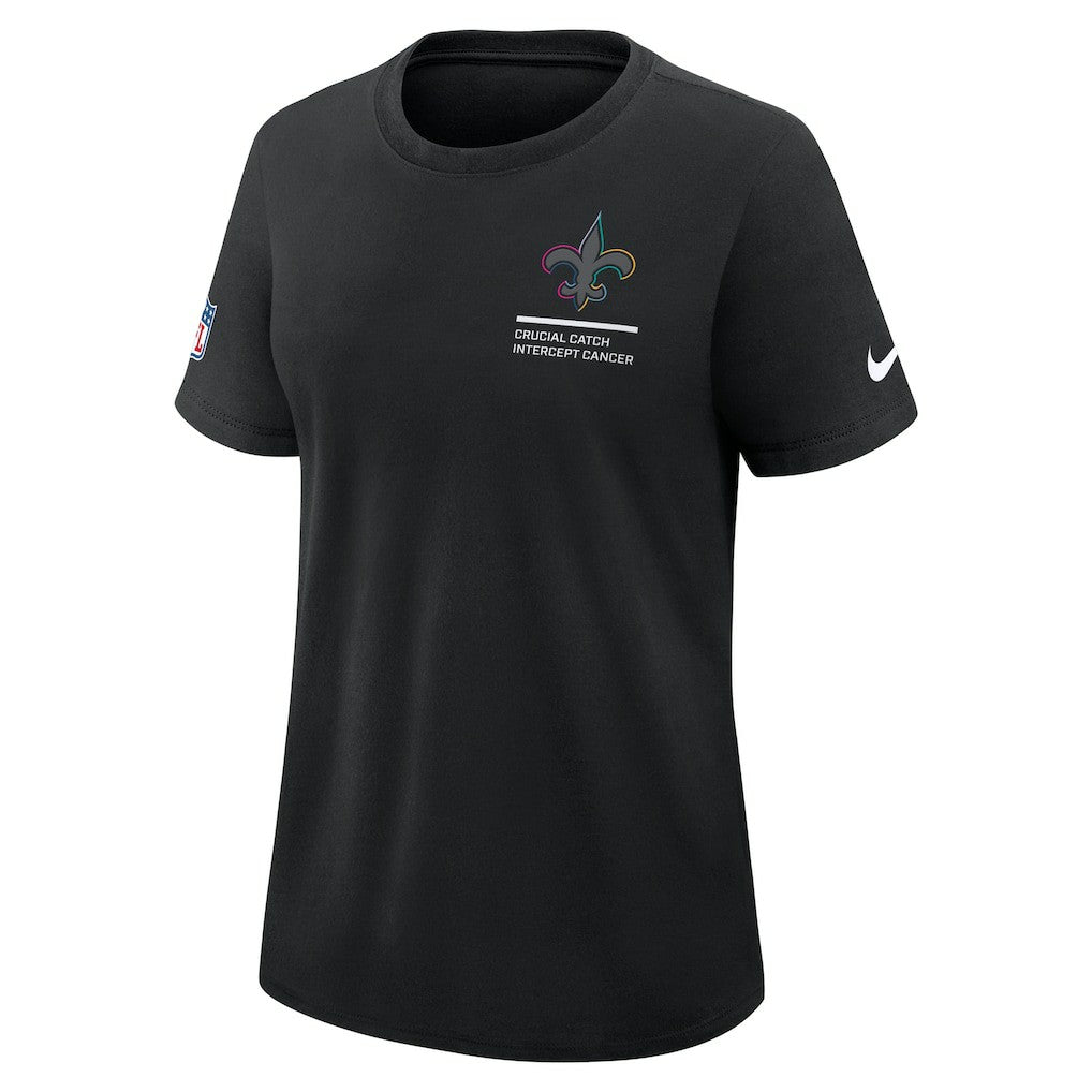New Orleans Saints Women's 2025 NFL Crucial Catch Tri-Blend Dri-FIT T-Shirt Black - Nike