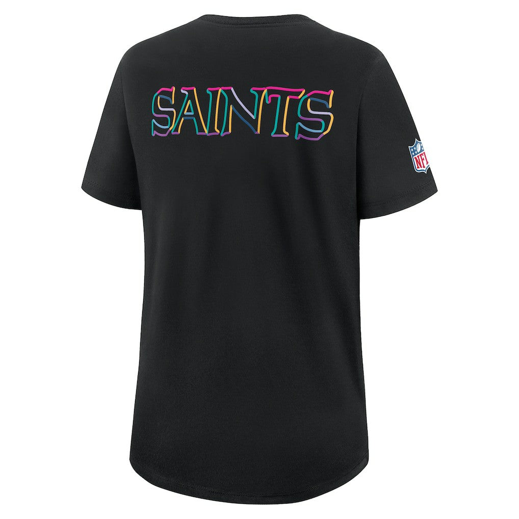 New Orleans Saints Women's 2025 NFL Crucial Catch Tri-Blend Dri-FIT T-Shirt Black - Nike