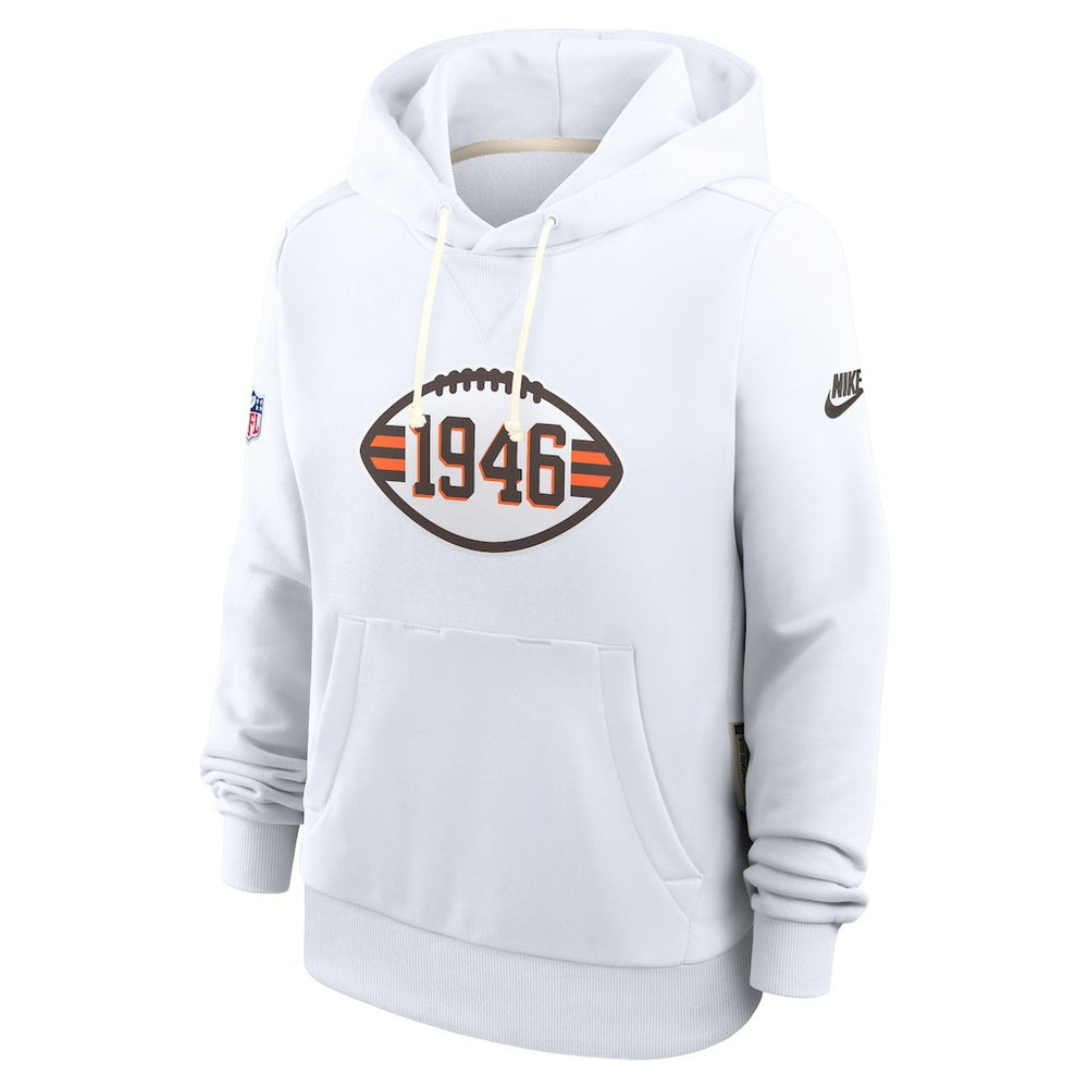 Cleveland Browns Women's Throwback Sideline Standard Issue Dri-FIT Hoodie White - Nike