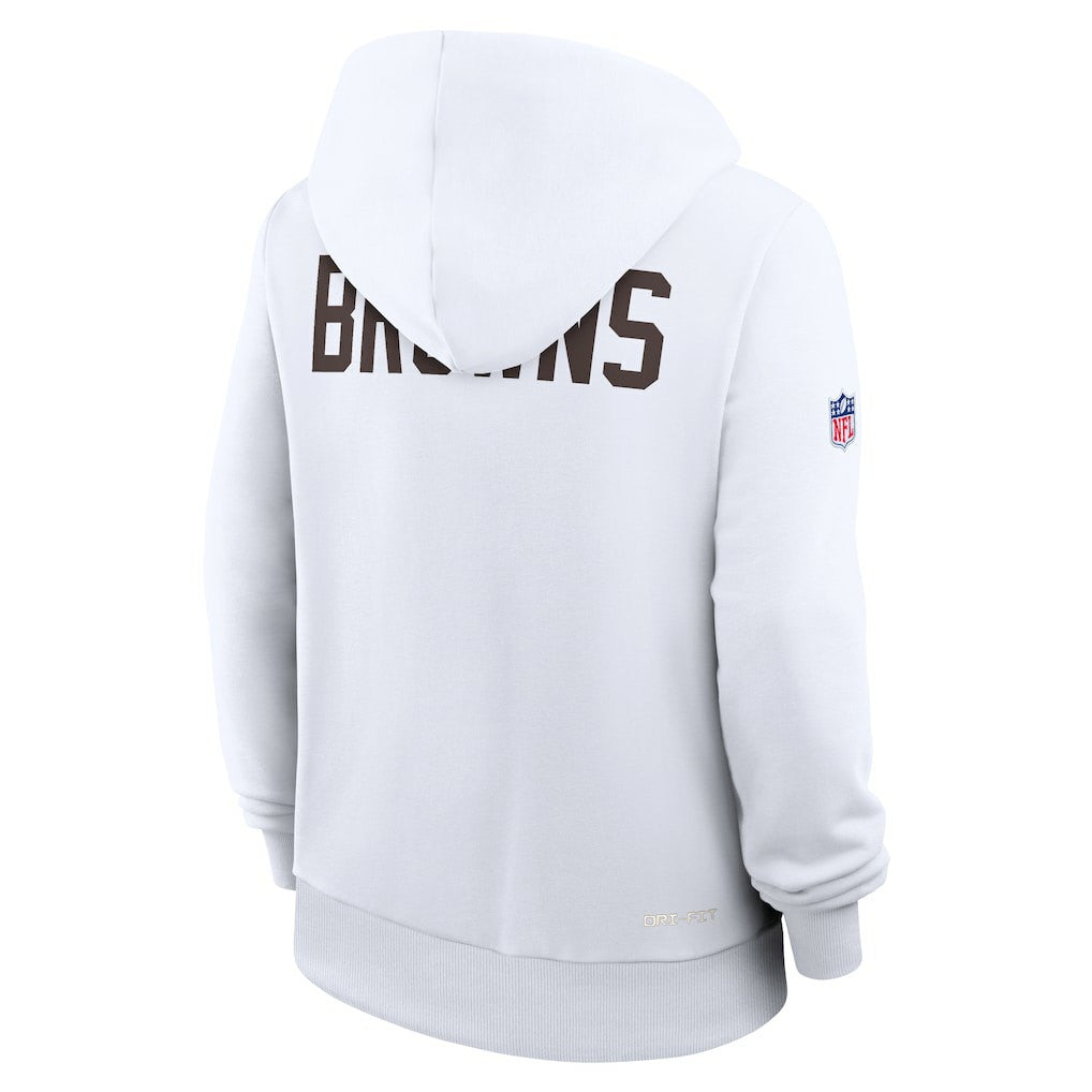 Cleveland Browns Women's Throwback Sideline Standard Issue Dri-FIT Hoodie White - Nike