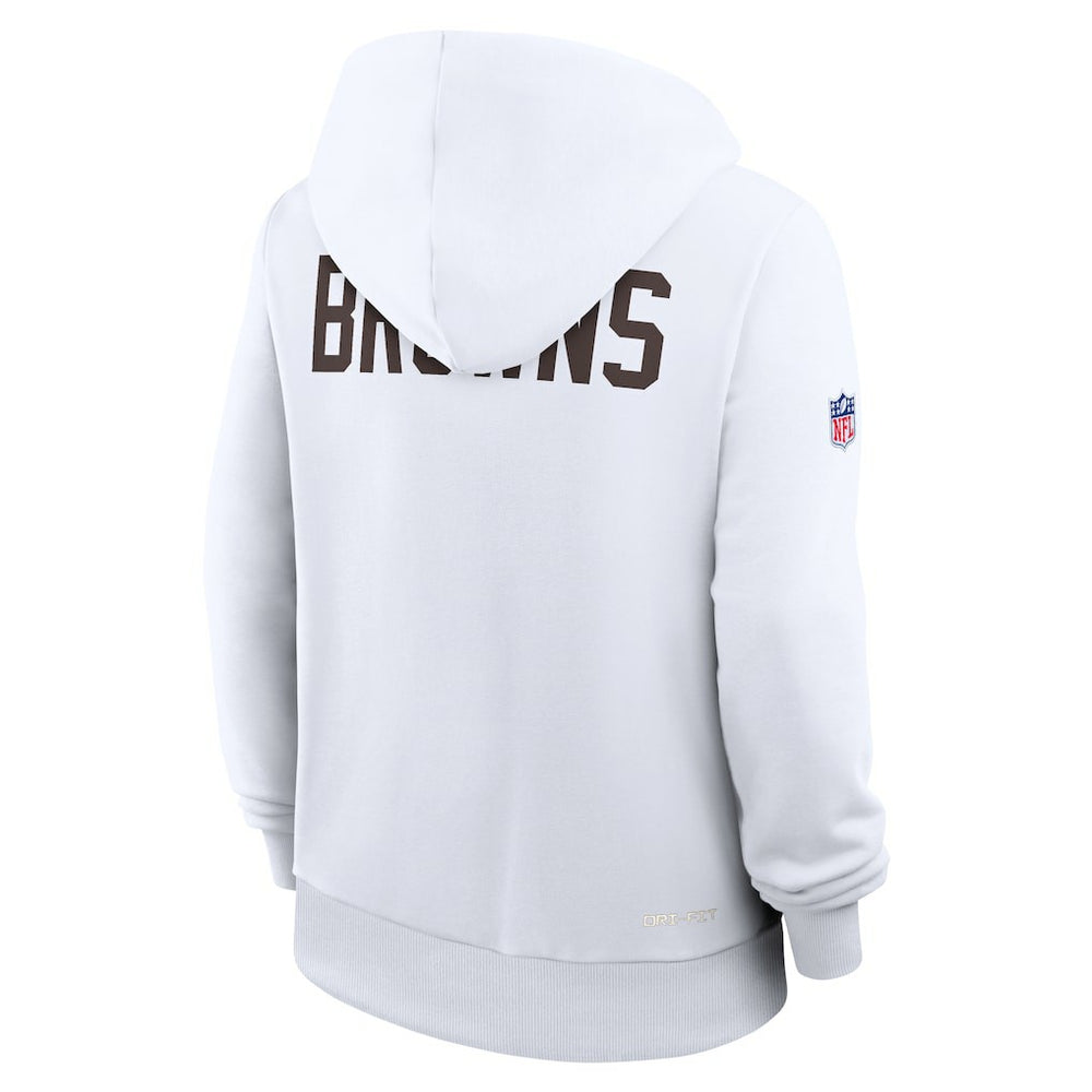 Cleveland Browns Women's Throwback Sideline Standard Issue Dri-FIT Hoodie White - Nike