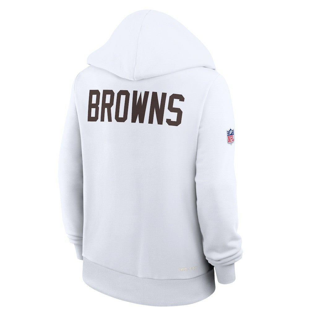 Cleveland Browns Women's Throwback Sideline Standard Issue Dri-FIT Hoodie White - Nike