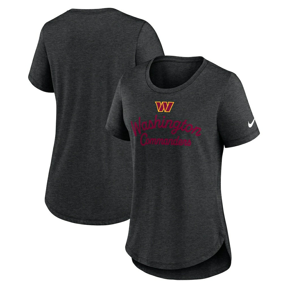 Washington Commanders Women's Script Tri-Blend T-Shirt Charcoal - Nike