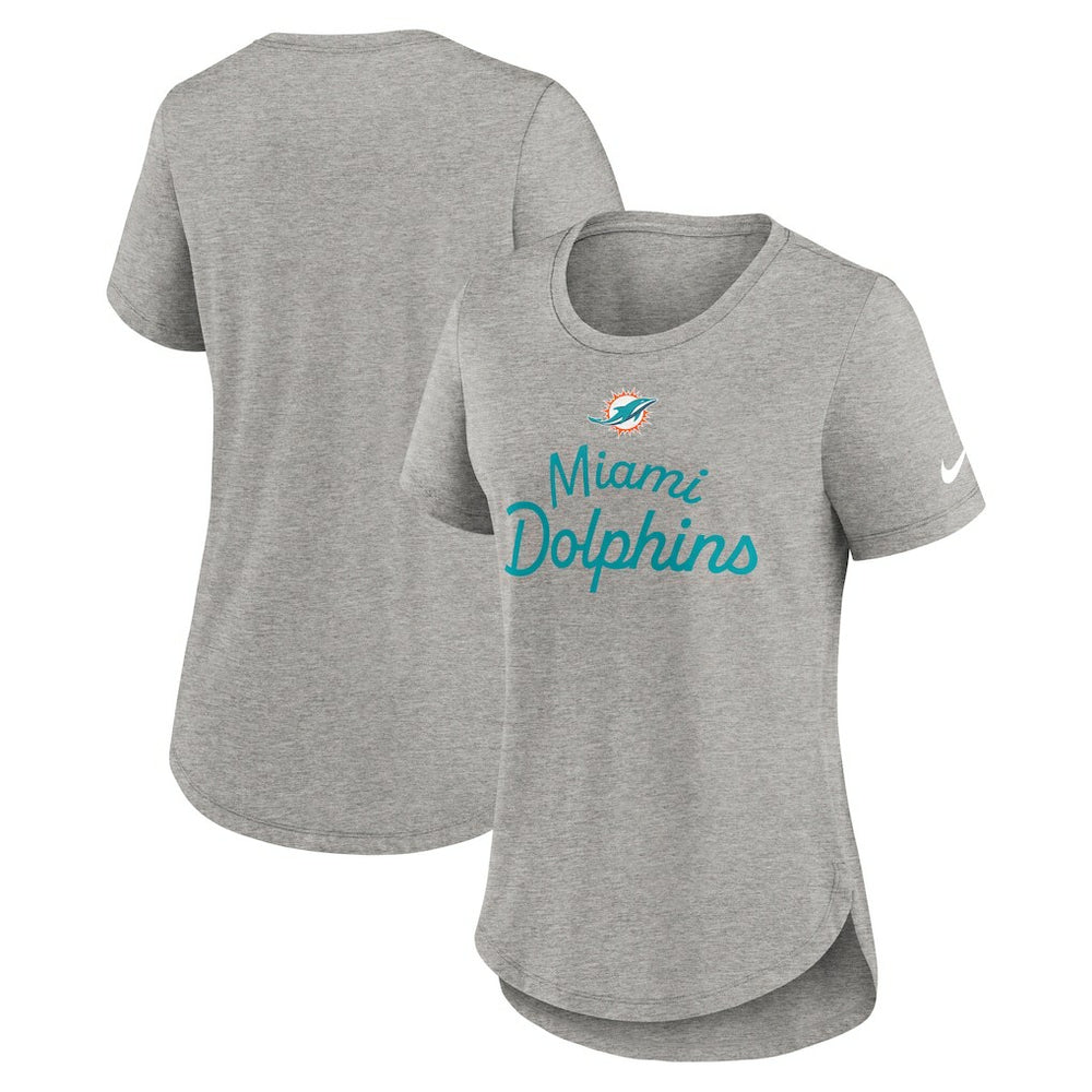 Miami Dolphins Women's Script Tri-Blend T-Shirt Gray - Nike