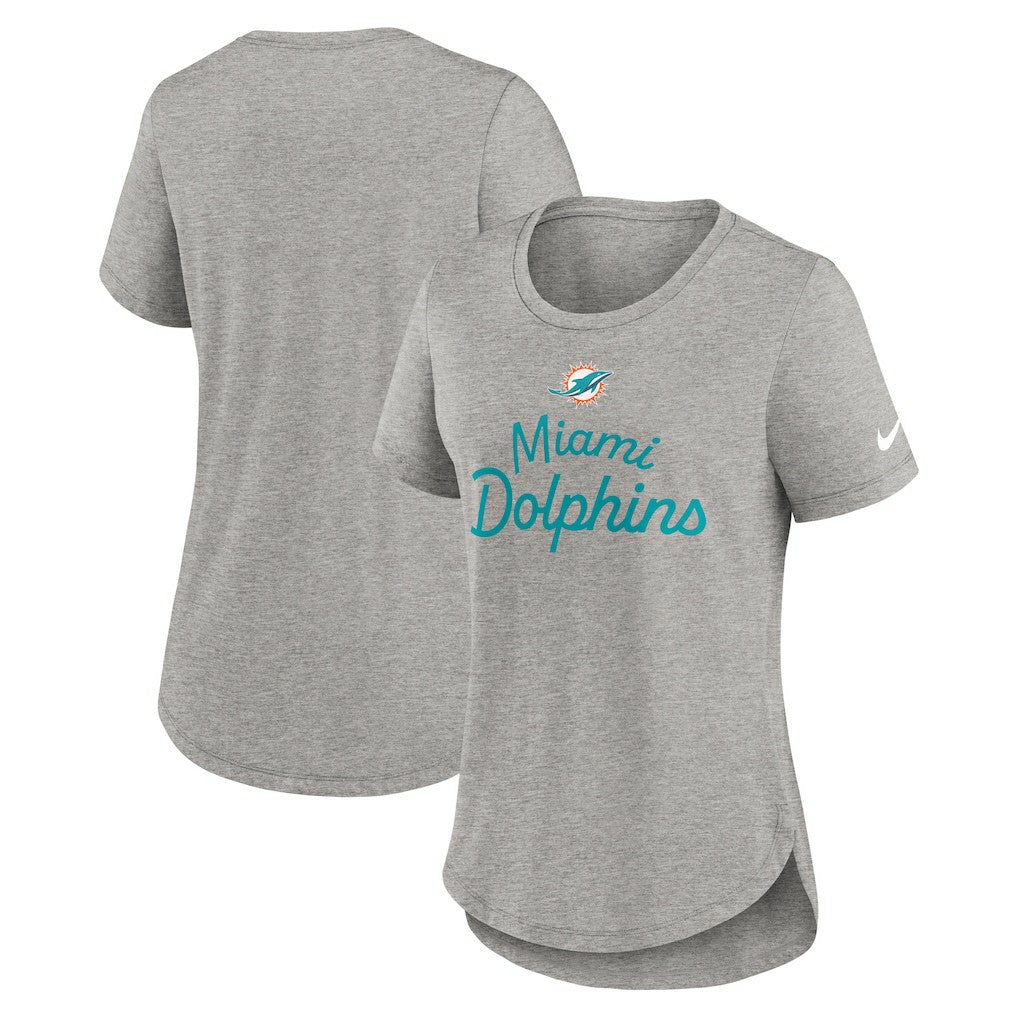Miami Dolphins Women's Script Tri-Blend T-Shirt Gray - Nike