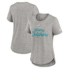 Miami Dolphins Women's Script Tri-Blend T-Shirt Gray - Nike