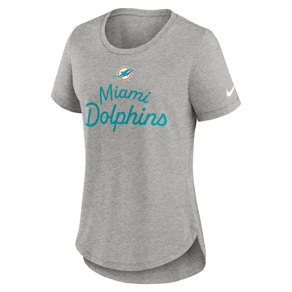 Miami Dolphins Women's Script Tri-Blend T-Shirt Gray - Nike