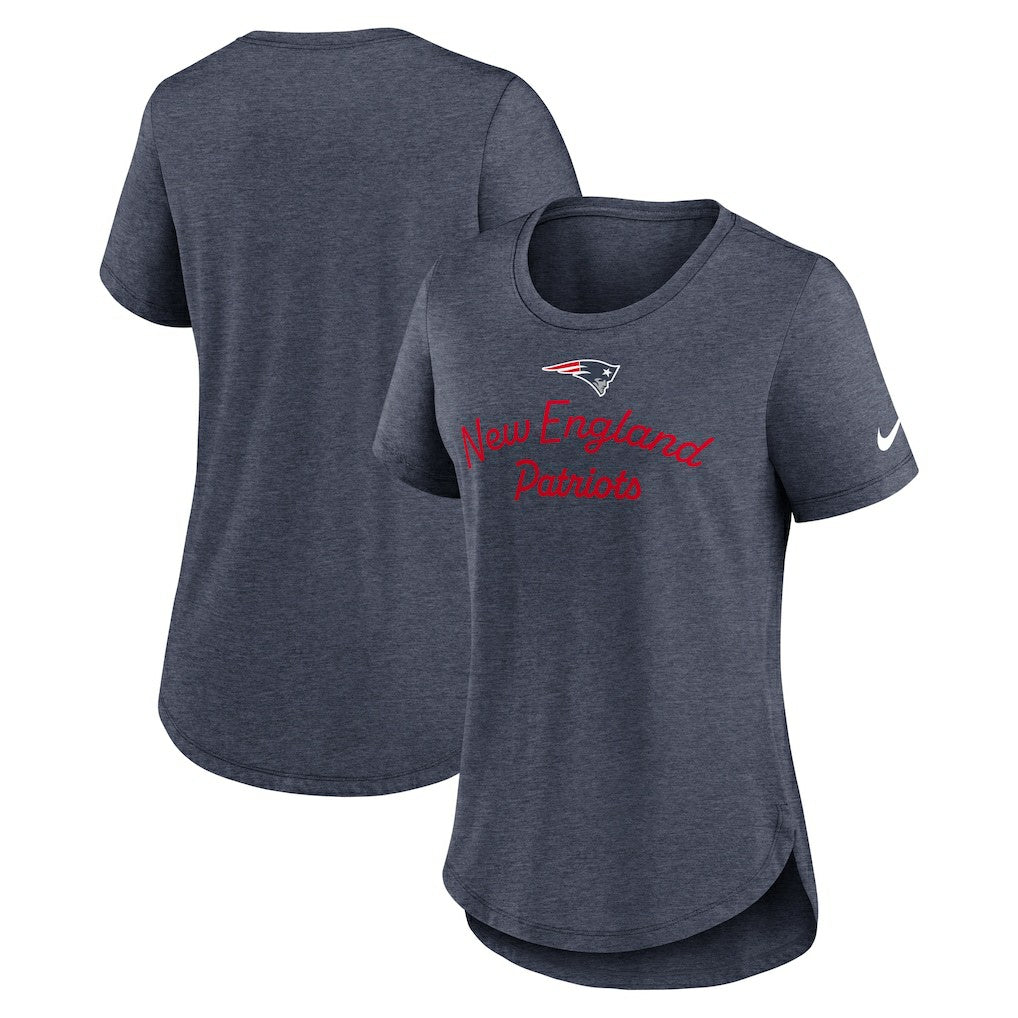 New England Patriots Women's Script Tri-Blend T-Shirt Navy - Nike