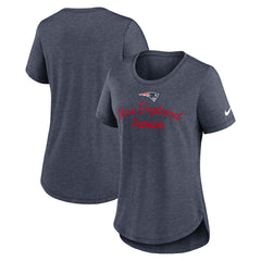 New England Patriots Women's Script Tri-Blend T-Shirt Navy - Nike