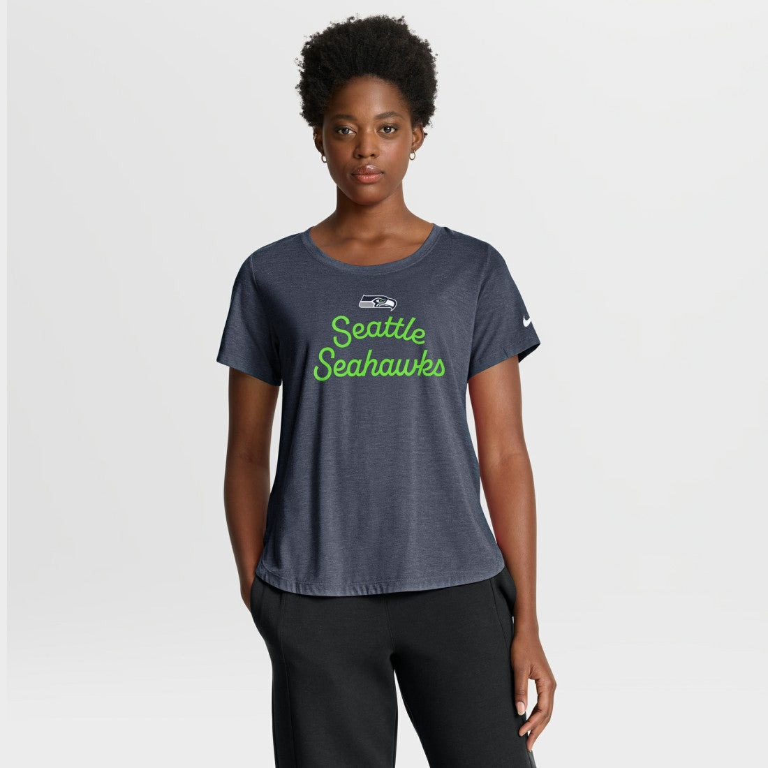 Seattle Seahawks Women's Script Tri-Blend T-Shirt College Navy - Nike