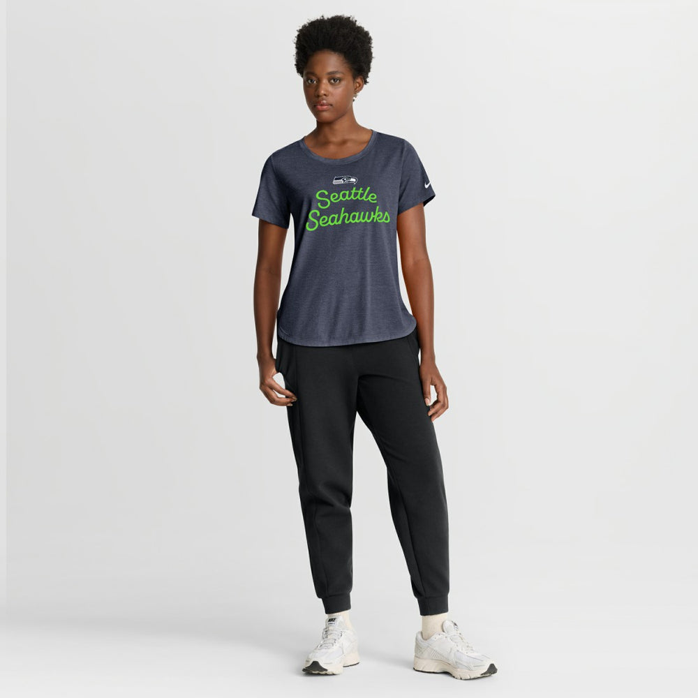 Seattle Seahawks Women's Script Tri-Blend T-Shirt College Navy - Nike