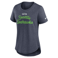 Seattle Seahawks Women's Script Tri-Blend T-Shirt College Navy - Nike